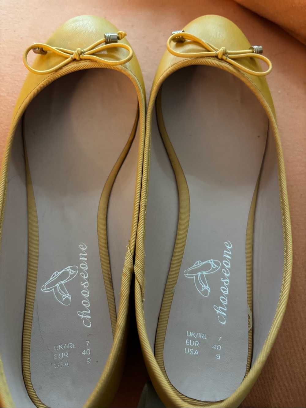 Chase + Chloe Yellow Bow Ballet Flats — Women’s Slip-On Comfort - Picture 3 of 4
